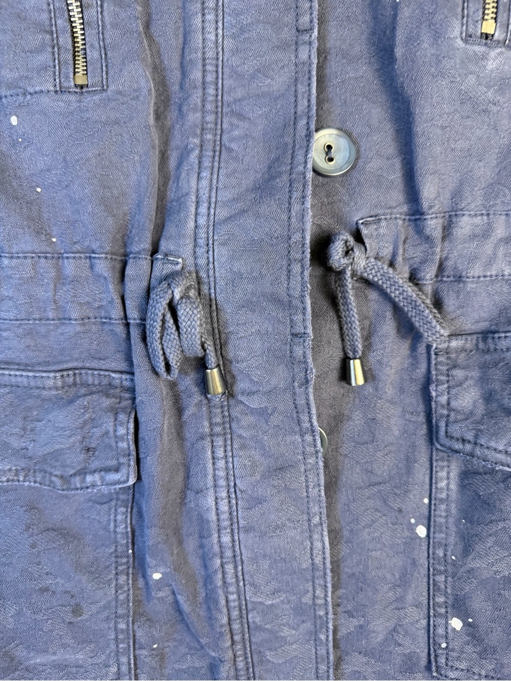 Free People Navy Blue Utility Military Jacket with Cargo Drawstring Small - Picture 9 of 15
